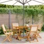 Sillas de jardín plegables 4 uds madera maciza y tela beige de , Sillas de jardín - Ref: Foro24-3214583, Precio: 255,20 €, De...