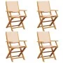 Sillas de jardín plegables 4 uds madera maciza y tela beige de , Sillas de jardín - Ref: Foro24-3214583, Precio: 255,20 €, De...