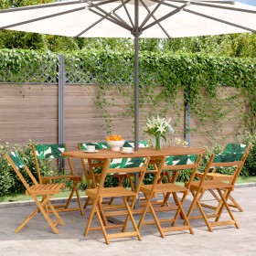 Sillas de jardín reclinables 8 uds madera maciza y tela verde de , Sillas de jardín - Ref: Foro24-3214624, Precio: 317,43 €, ...