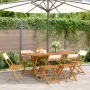 Sillas jardín plegables 6 uds tela madera maciza y tela crema de , Sillas de jardín - Ref: Foro24-3214611, Precio: 223,05 €, ...