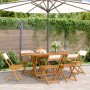 Sillas jardín plegables 6 uds tela madera maciza y tela crema de , Sillas de jardín - Ref: Foro24-3214611, Precio: 211,28 €, ...
