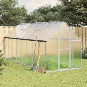 Invernadero con marco base aluminio plateado 445x169x195 cm de , Invernaderos - Ref: Foro24-3266332, Precio: 622,84 €, Descue...