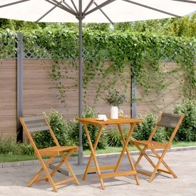 Juego de bistro de 3 piezas polipropileno y madera maciza gris de , Conjuntos de jardín - Ref: Foro24-3281758, Precio: 141,12...