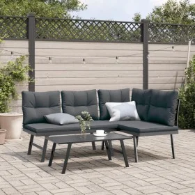 Bancos de jardín cojines 2 pzas acero recubrimiento polvo negro by , garden benches - Ref: Foro24-4008105, Price: 238,90 €, D...