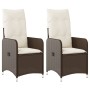 Sillones reclinables jardín con cojines marrones 2 uds ratán PE de , Sillas de jardín - Ref: Foro24-365686, Precio: 225,52 €,...