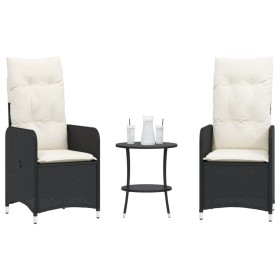 Sillas de jardín reclinables con mesa 2 uds ratán PE negro de , Sillas de jardín - Ref: Foro24-365690, Precio: 261,54 €, Desc...