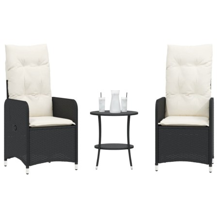Sillas de jardín reclinables con mesa 2 uds ratán PE negro de , Sillas de jardín - Ref: Foro24-365690, Precio: 261,54 €, Desc...