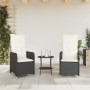 Sillas de jardín reclinables con mesa 2 uds ratán PE negro de , Sillas de jardín - Ref: Foro24-365690, Precio: 261,54 €, Desc...