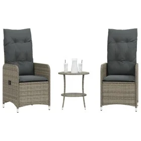 Sillas de jardín reclinables con mesa 2 uds ratán PE gris de , Sillas de jardín - Ref: Foro24-365692, Precio: 262,86 €, Descu...