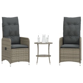 Sillas de jardín reclinables con mesa 2 uds ratán PE gris de , Sillas de jardín - Ref: Foro24-365692, Precio: 268,58 €, Descu...