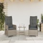 Sillas de jardín reclinables con mesa 2 uds ratán PE gris de , Sillas de jardín - Ref: Foro24-365692, Precio: 268,58 €, Descu...