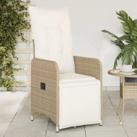 Sillones reclinables de jardín con cojines beige 2 uds ratán PE de , Sillas de jardín - Ref: Foro24-365703, Precio: 281,35 €,...