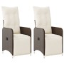 Sillones reclinables jardín con cojines marrones 2 uds ratán PE de , Sillas de jardín - Ref: Foro24-365701, Precio: 256,70 €,...