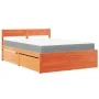Cama con cajones y colchón madera pino marrón cera 140x190 cm de , Camas y somieres - Ref: Foro24-3281912, Precio: 489,35 €, ...