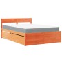 Cama con cajones y colchón madera pino marrón cera 140x190 cm de , Camas y somieres - Ref: Foro24-3281912, Precio: 496,74 €, ...
