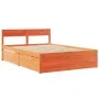Cama con cajones y colchón madera pino marrón cera 140x190 cm de , Camas y somieres - Ref: Foro24-3281912, Precio: 489,35 €, ...