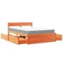 Cama con cajones y colchón madera pino marrón cera 140x190 cm de , Camas y somieres - Ref: Foro24-3281912, Precio: 489,35 €, ...