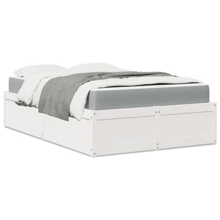 Cama con colchón madera maciza de pino blanco 120x200 cm de , Camas y somieres - Ref: Foro24-3281938, Precio: 392,84 €, Descu...