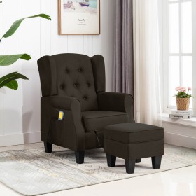 Sillón de masaje con reposapiés tela marrón oscuro de vidaXL, Sillones de masaje eléctricos - Ref: Foro24-320166, Precio: 255...