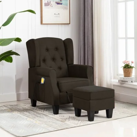 Dunkelbrauner Massagesessel aus Stoff mit Fußstütze von vidaXL, Elektrische Massagesessel - Ref: Foro24-320166, Preis: 252,60...