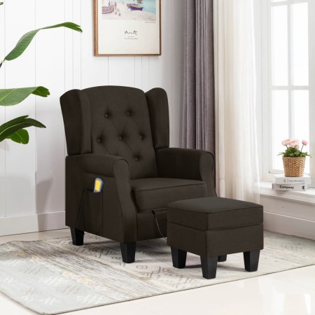 Sillón de masaje con reposapiés tela marrón oscuro de vidaXL, Sillones de masaje eléctricos - Ref: Foro24-320166, Precio: 255...