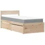 Cama con cajones y colchón madera maciza pino blanco 90x190 cm de , Camas y somieres - Ref: Foro24-3281919, Precio: 309,38 €,...