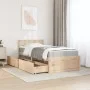 Cama con cajones y colchón madera maciza pino blanco 90x190 cm de , Camas y somieres - Ref: Foro24-3281919, Precio: 309,38 €,...