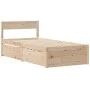 Cama con cajones y colchón madera maciza pino blanco 90x190 cm de , Camas y somieres - Ref: Foro24-3281919, Precio: 309,38 €,...