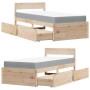 Cama con cajones y colchón madera maciza pino blanco 90x190 cm de , Camas y somieres - Ref: Foro24-3281919, Precio: 302,23 €,...