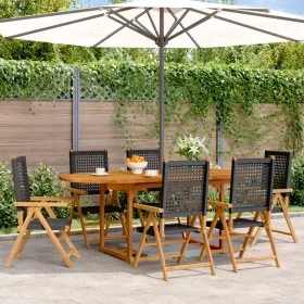 Set de comedor de jardín 7 pzas ratán PE madera acacia negro by , Garden sets - Ref: Foro24-3281718, Price: 748,60 €, Discoun...
