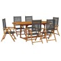 Set de comedor de jardín 7 pzas ratán PE madera acacia negro de , Conjuntos de jardín - Ref: Foro24-3281718, Precio: 741,43 €...