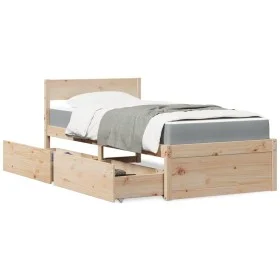 Bett mit Schubladen und Massivholz-Pinienmatratze 100x200 cm. von , Betten und Lattenroste - Ref: Foro24-3281904, Preis: 290,...