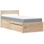 Cama con cajones y colchón madera maciza de pino 100x200 cm de , Camas y somieres - Ref: Foro24-3281904, Precio: 302,89 €, De...