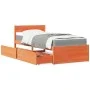 Cama con cajones y colchón madera maciza pino marrón 100x200 cm de , Camas y somieres - Ref: Foro24-3281906, Precio: 338,07 €...