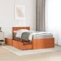 Cama con cajones y colchón madera maciza pino marrón 100x200 cm de , Camas y somieres - Ref: Foro24-3281906, Precio: 338,07 €...