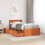 Cama con cajones y colchón madera maciza pino marrón 100x200 cm de , Camas y somieres - Ref: Foro24-3281906, Precio: 343,29 €...