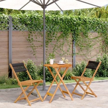 Juego de bistro de 3 piezas polipropileno y madera maciza negro de , Conjuntos de jardín - Ref: Foro24-3281745, Precio: 139,0...