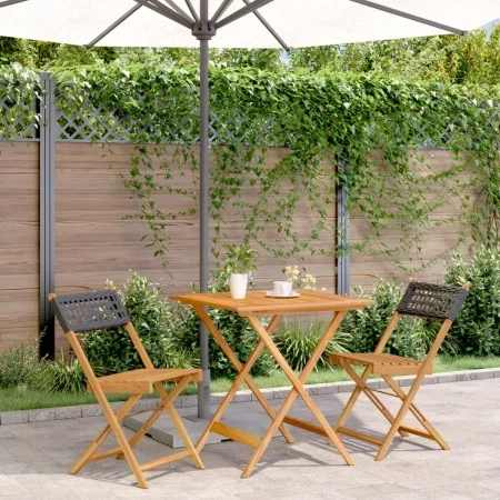 Juego de bistro de 3 piezas ratán PE y madera maciza negro de , Conjuntos de jardín - Ref: Foro24-3281862, Precio: 151,89 €, ...