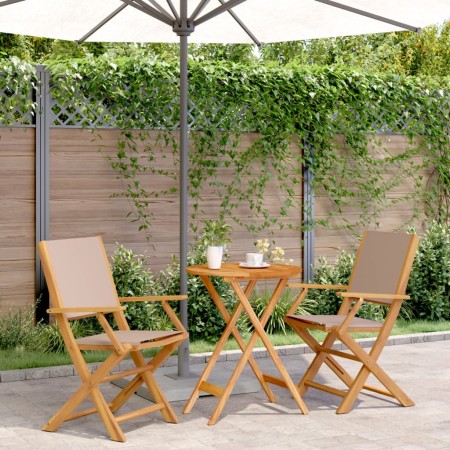 Juego de bistro de 3 piezas tela y madera maciza taupe de , Conjuntos de jardín - Ref: Foro24-3281798, Precio: 182,48 €, Desc...