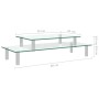 Soporte para monitor de 2 niveles vidrio transparente de vidaXL, Accesorios para monitores de ordenador - Ref: Foro24-322755,...