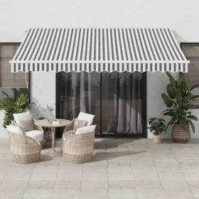 Toldo retráctil manual con luz LED antracita y blanco 400x300cm by , Awnings - Ref: Foro24-3215784, Price: 365,59 €, Discount: %