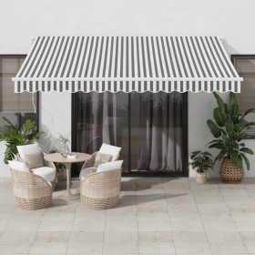 Toldo retráctil manual gris antracita y blanco 400x350 cm de , Toldos - Ref: Foro24-3215792, Precio: 348,27 €, Descuento: %