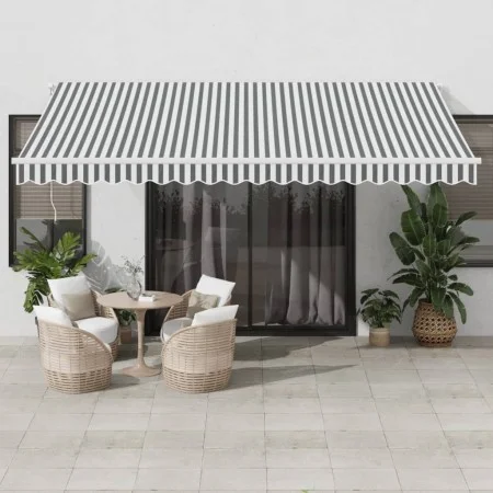 Toldo retráctil automático luz LED antracita blanco 450x350 cm de , Toldos - Ref: Foro24-3215799, Precio: 659,11 €, Descuento: %