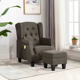 Massagesessel mit Fußstütze aus taupegrauem Stoff von vidaXL, Elektrische Massagesessel - Ref: Foro24-320169, Preis: 252,60 €...