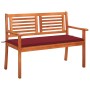 Banco de jardín 2 plazas madera maciza eucalipto y cojín 120 cm de , Bancos de jardín - Ref: Foro24-3060978, Precio: 188,18 €...