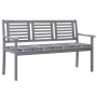 Banco de jardín 3 plazas madera eucalipto gris y cojín 150 cm de , Bancos de jardín - Ref: Foro24-3061064, Precio: 230,94 €, ...