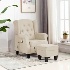 Sillón de masaje con reposapiés tela crema de vidaXL, Sillones de masaje eléctricos - Ref: Foro24-320170, Precio: 252,70 €, D...