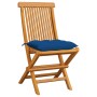 Sillas de jardín 6 uds madera maciza de teca con cojines azules de , Sillas de jardín - Ref: Foro24-3065615, Precio: 387,38 €...