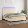 Cama box spring colchón y luces LED tela crema 180x200 cm de , Camas y somieres - Ref: Foro24-3134738, Precio: 657,36 €, Desc...
