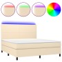Cama box spring colchón y luces LED tela crema 180x200 cm de , Camas y somieres - Ref: Foro24-3134738, Precio: 657,36 €, Desc...